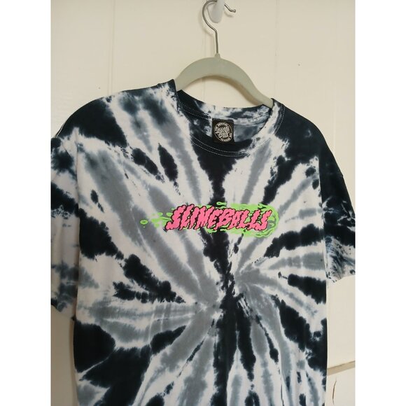 Santa Cruz T Shirt Slime Balls Graphic 2-sided Tie Dye Mens M Black White - Picture 9 of 14